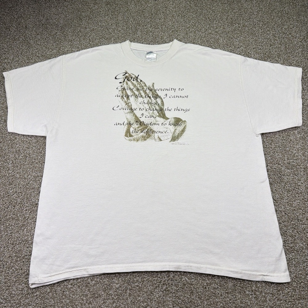 Vintage Serenity Prayer Tee Size XXL White 90s Jesus Tee Good 90s Rare
